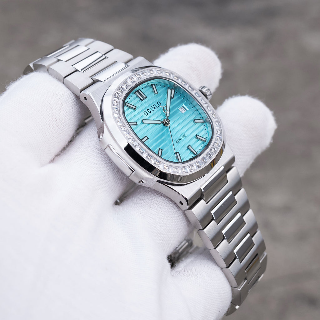 FM‑YWL‑D‑YTYS FM Series 42mm Timepiece, Cool‑toned Ice‑Blue Dial, Steel Bracelet