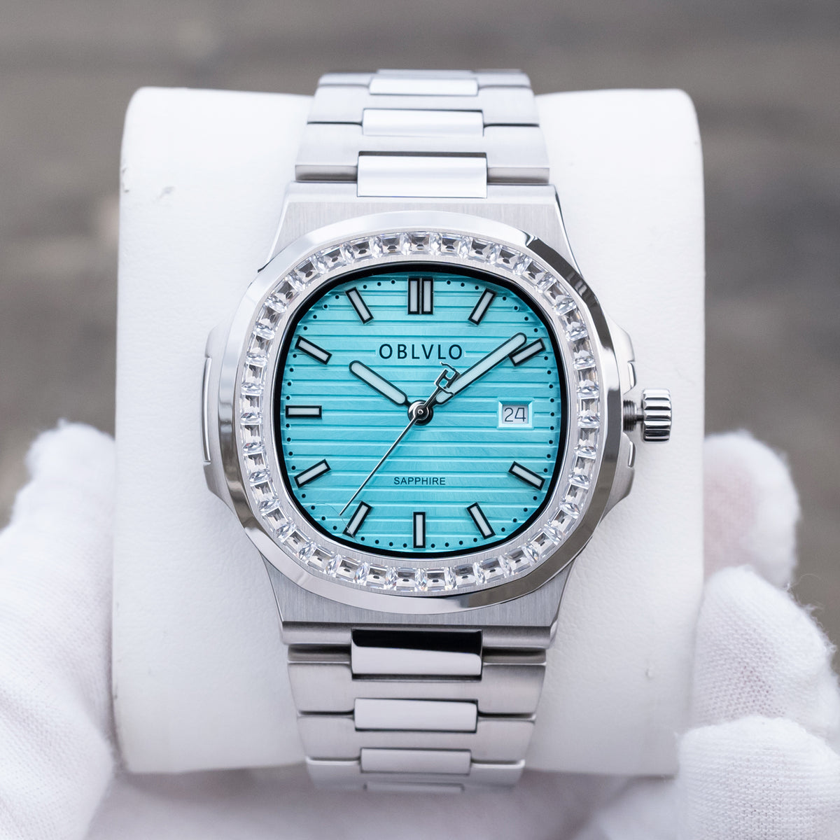FM‑YWL‑D‑YTYS FM Series 42mm Timepiece, Cool‑toned Ice‑Blue Dial, Steel Bracelet