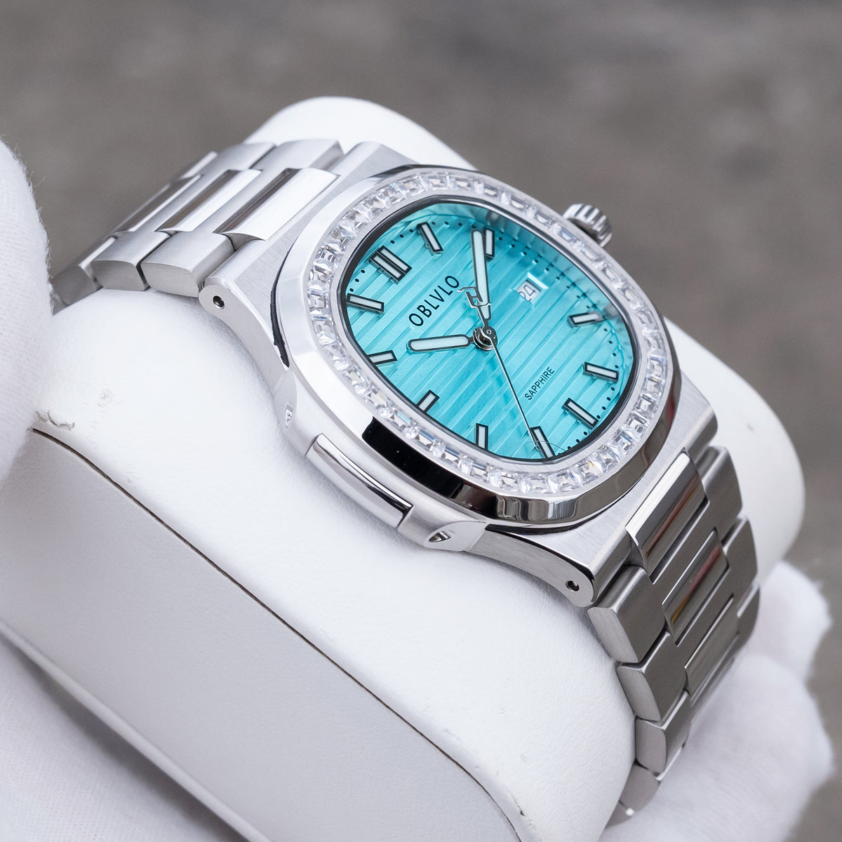 FM‑YWL‑D‑YTYS FM Series 42mm Timepiece, Cool‑toned Ice‑Blue Dial, Steel Bracelet