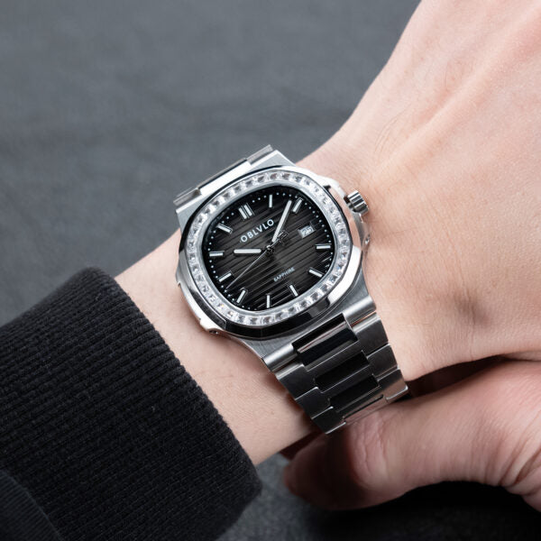 FM Series 42mm Timepiece, Steel Chain Bracelet, Solid Black Dial, FM-YWL-D-YBYS