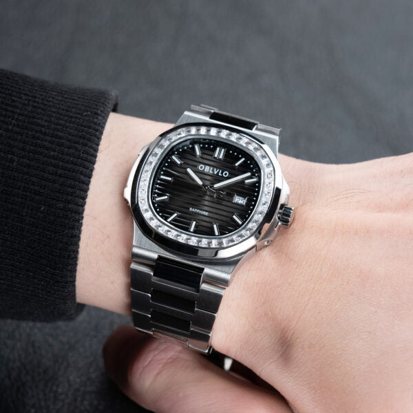 FM Series 42mm Timepiece, Steel Chain Bracelet, Solid Black Dial, FM-YWL-D-YBYS