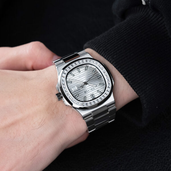 FM‑YWL‑D‑YWYS FM Series Watch, 42mm Case, Steel Strap, White Dial