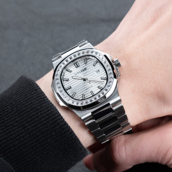 FM‑YWL‑D‑YWYS FM Series Watch, 42mm Case, Steel Strap, White Dial