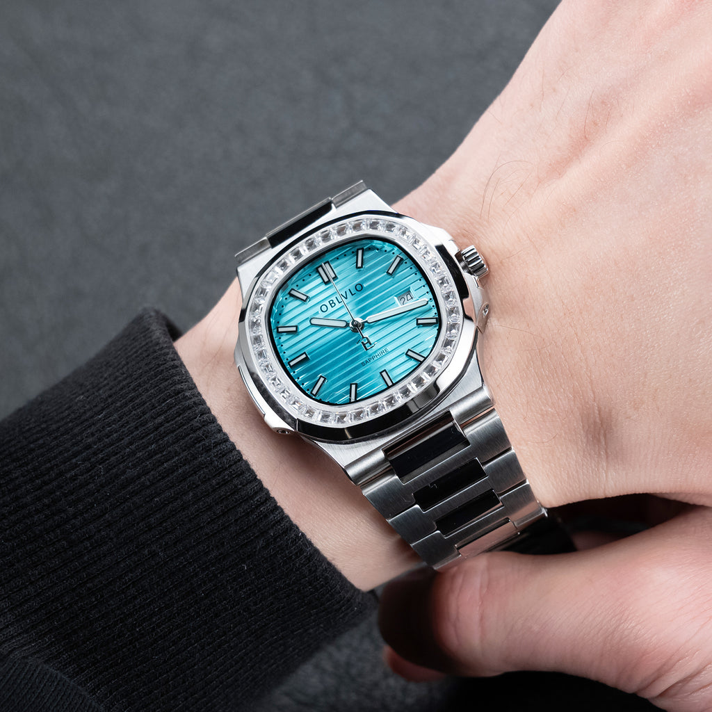 FM‑YWL‑D‑YTYS FM Series 42mm Timepiece, Cool‑toned Ice‑Blue Dial, Steel Bracelet