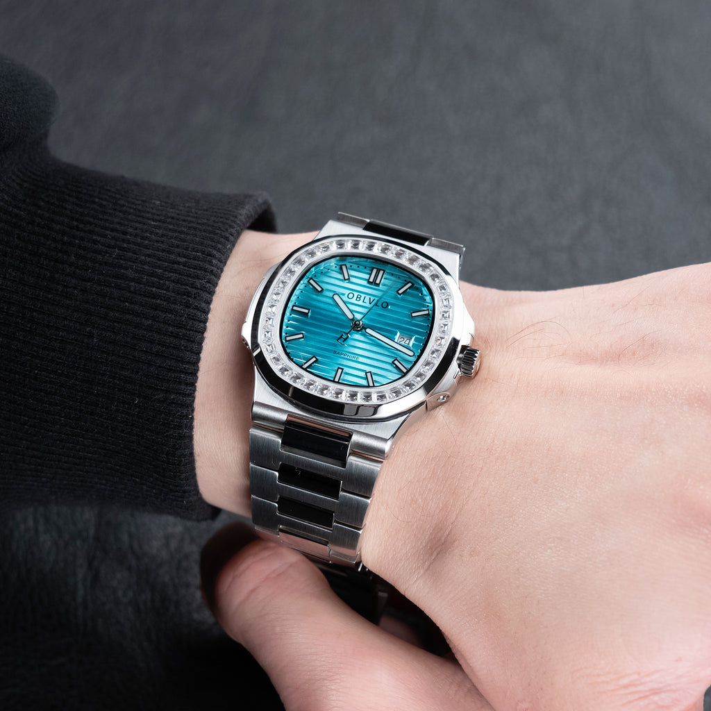 FM‑YWL‑D‑YTYS FM Series 42mm Timepiece, Cool‑toned Ice‑Blue Dial, Steel Bracelet