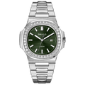 FM Series 42mm Timepiece, Forest-Toned Dark Green Dial, Steel Chain Bracelet FM-YWL-D-YGYS