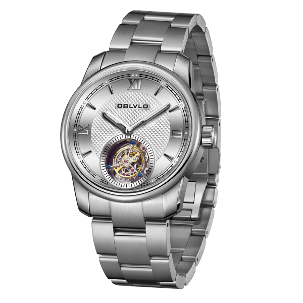 OBLVLO Creative Automatic Mechanical Watch, Stainless Steel Dress Timepiece, Waterproof & Luminous, Model SK-TOUR-YWY