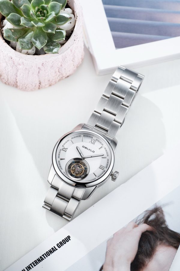 OBLVLO Creative Automatic Mechanical Watch, Stainless Steel Dress Timepiece, Waterproof & Luminous, Model SK-TOUR-YWY