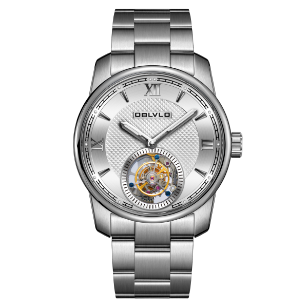 OBLVLO Creative Automatic Mechanical Watch, Stainless Steel Dress Timepiece, Waterproof & Luminous, Model SK-TOUR-YWY