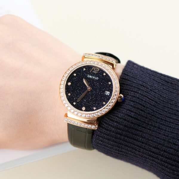 BW Elegant Women’s Dress Watch, Sparkling Inset Diamonds, Quartz Timepiece BW-PLBL
