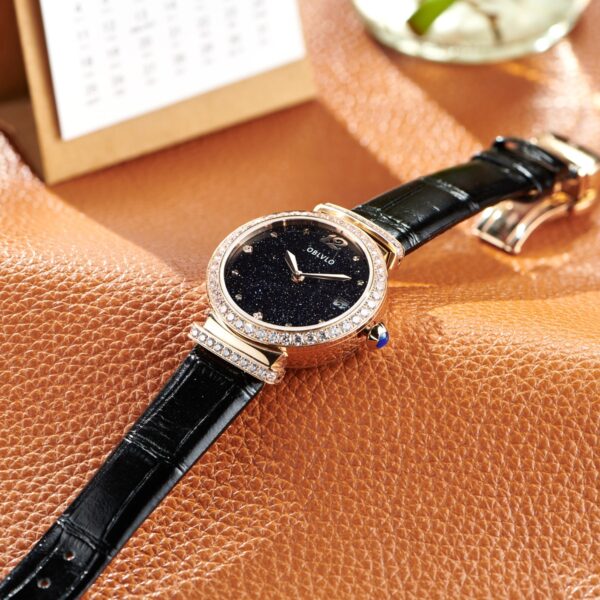 BW Elegant Women’s Dress Watch, Sparkling Inset Diamonds, Quartz Timepiece BW-PLBL