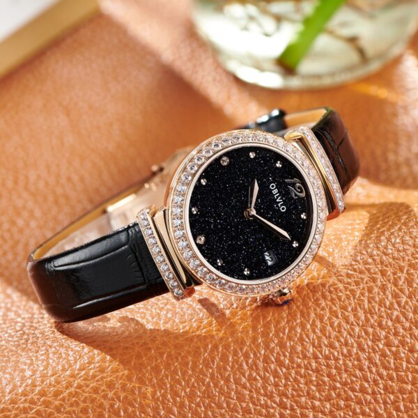 BW Elegant Women’s Dress Watch, Sparkling Inset Diamonds, Quartz Timepiece BW-PLBL