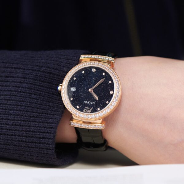 BW Elegant Women’s Dress Watch, Sparkling Inset Diamonds, Quartz Timepiece BW-PLBL