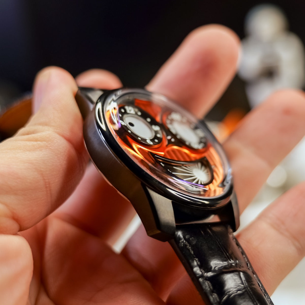 OBLVLO Stainless Steel Automatic Sport Designer Big Joker Luminous Dial Mechanical Watches Leather Waterpoof Clock JM-BOB