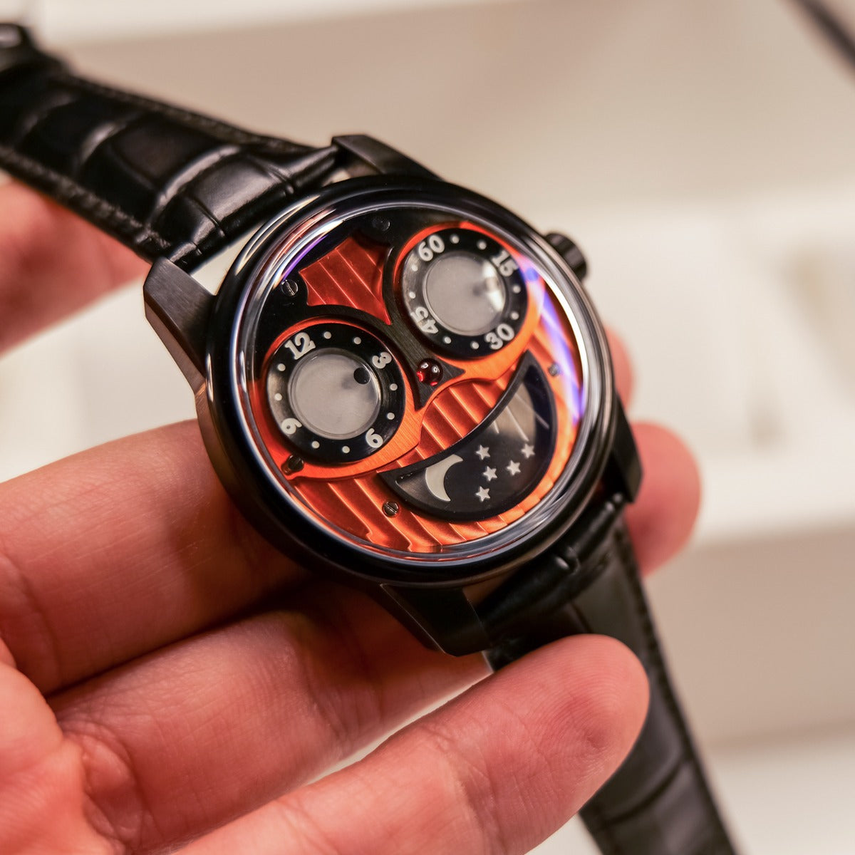 OBLVLO Stainless Steel Automatic Sport Designer Big Joker Luminous Dial Mechanical Watches Leather Waterpoof Clock JM-BOB