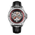 OBLVLO Star Wheel Series Automatic Mechanical Watch, High Bright Luminous, Leather Strap, Waterproof Creative Sports Timepiece, Model OBL-DARK-YRB