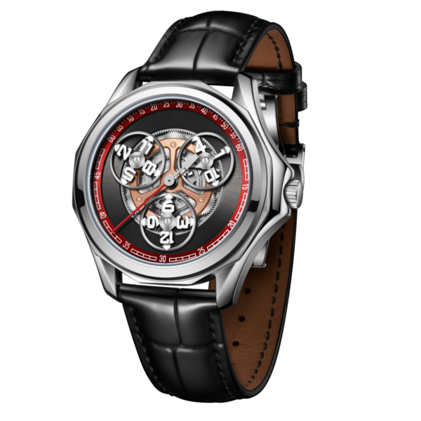 OBLVLO Star Wheel Series Automatic Mechanical Watch, High Bright Luminous, Leather Strap, Waterproof Creative Sports Timepiece, Model OBL-DARK-YRB