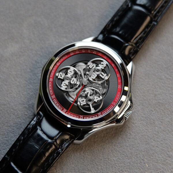 OBLVLO Star Wheel Series Automatic Mechanical Watch, High Bright Luminous, Leather Strap, Waterproof Creative Sports Timepiece, Model OBL-DARK-YRB
