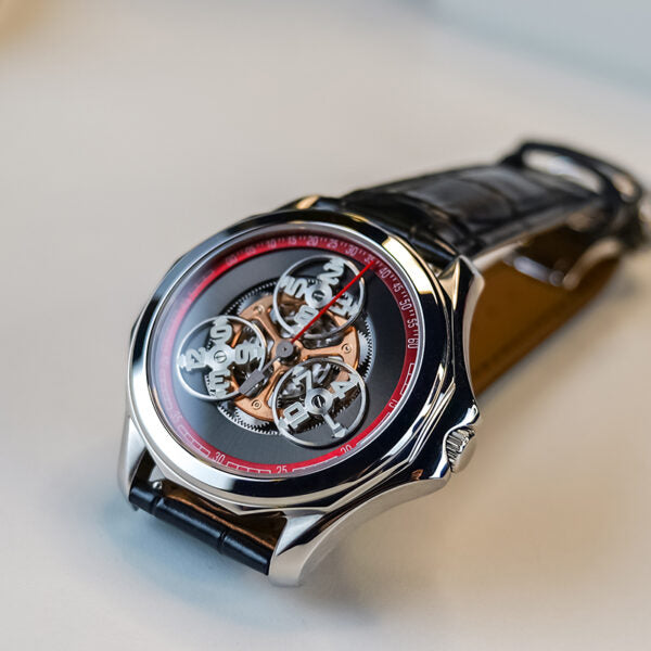 OBLVLO Star Wheel Series Automatic Mechanical Watch, High Bright Luminous, Leather Strap, Waterproof Creative Sports Timepiece, Model OBL-DARK-YRB